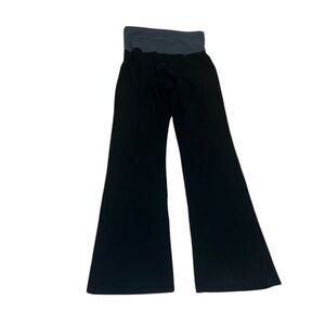 Black Flared Pants with Gray Fold over Waistband, high waisted, ankle, Small
